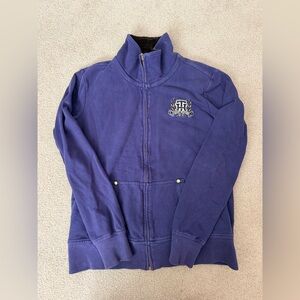 Tommy Hilfiger Jacket Women Medium Purple Zip Fleece ** Wears like a SMALL!! **
